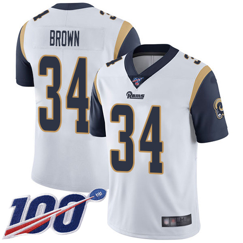 Los Angeles Rams Limited White Men Malcolm Brown Road Jersey NFL Football 34 100th Season Vapor Untouchable